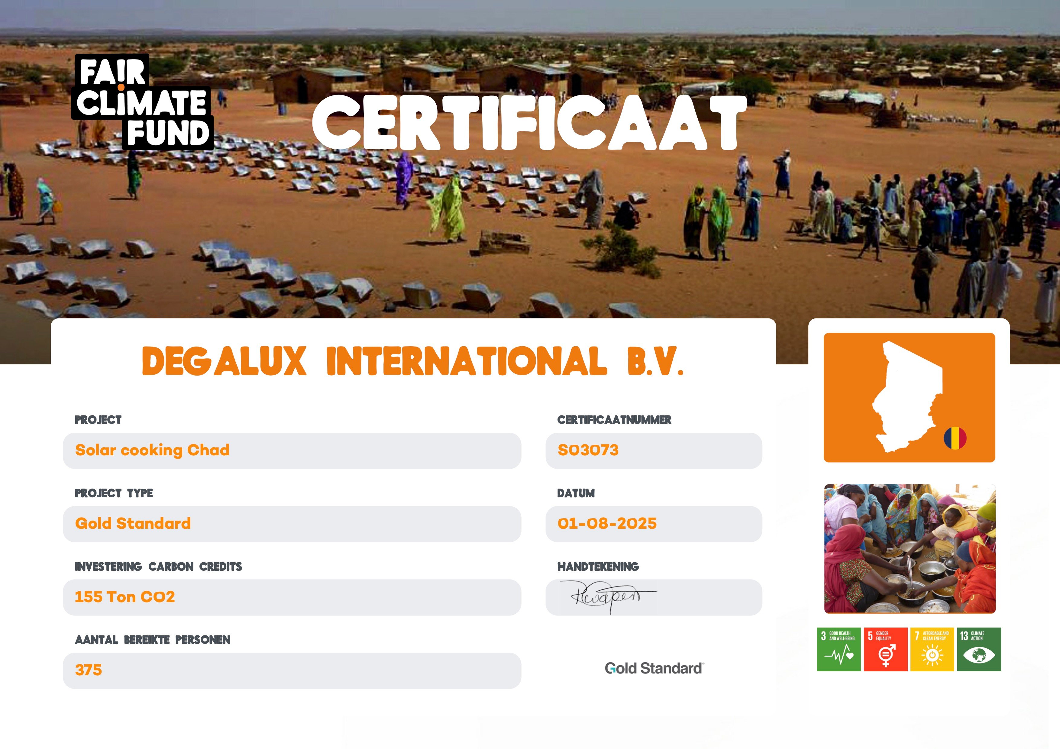 Degalux Certificate Chad 2025